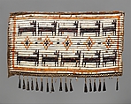 Cradleboard Cover Panel, Native-tanned skin, birchbark, quill, metal, Eastern Sioux