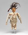 Doll, Native-tanned skin, pigment, wood, hair, Tlingit