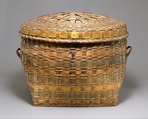 Lidded Storage Basket, Ash splint, wood, pigment, Passamaquoddy (?)