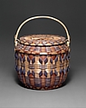 Lidded Basket, Ash splint, wood, pigment, Winnebago