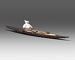 Kayak Model with Hunter, Sarah Novalinga (First Nation, Inuit, born 1979), Skin, fur, cloth, metal, wood, sinew, plant fiber