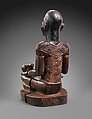 Figure: Seated Female Supporting Figure with Clasped Hands, Master of Kasadi, Wood, metal, kaolin, Kongo peoples, Yombe group