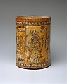 Vessel with throne scene, Chamá artist(s), Ceramic, slip, Maya