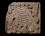 Eagle relief, Toltec artist(s), Andesite or dacite, Maya blue, stucco, red pigment, Toltec