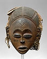 Mask: Female (Pwo), Wood, fiber, brass, pigment, Chokwe peoples