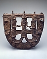 U-Shaped Plaque: Mudfish-Legged King and Supporters, Brass, Edo peoples