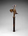 Idiophone with an áhianmwọ́rọ̀ (bird of prophecy), Ìgùn Ẹ́rọ̀nwwọ̀n (brass-casting guild) artists, Brass, iron, Edo peoples