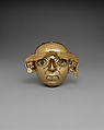 Ornamental Mask, Gilded copper, shell, Moche