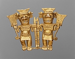 Double Bat-Head Figure Pendant, Gold, Chiriqui