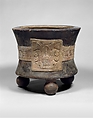 Tripod Vessel with Date Glyph, Ceramic, Aztec