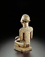 Figure: Seated Female Supporting Figure with Clasped Hands, Master of Kasadi, Wood (Nauclea latifolia Smith), glass, kaolin, Kongo peoples; Yombe group