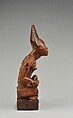 Figure: Seated Female Supporting Figure, Wood (Nauclea pobeguinii [Pobég. ex Pellegr.]), glass, brass tacks, Kongo peoples