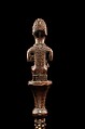 Staff: Finial with Female Figure Nursing Child, Wood (Saccoglottis gabonensis Baill.), glass, metal tacks, Kongo peoples, Yombe group