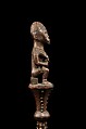 Staff: Finial with Female Figure Nursing Child, Wood (Saccoglottis gabonensis Baill.), glass, metal tacks, Kongo peoples, Yombe group