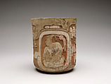 Cylinder vessel, Earthenware with slip, Maya