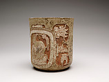 Cylinder vessel, Earthenware with slip, Maya