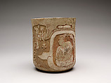 Cylinder vessel, Earthenware with slip, Maya