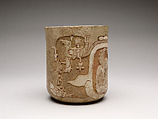 Cylinder vessel, Earthenware with slip, Maya