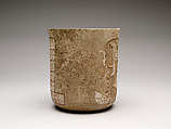 Cylinder vessel, Earthenware with slip, Maya