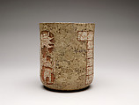 Cylinder vessel, Earthenware with slip, Maya