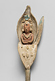 Maize God emerging from a flower, Ceramic, pigment, Maya