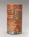 Cylinder vessel, Ceramic, pigment, Maya