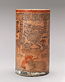 Cylinder vessel, Ceramic, pigment, Maya