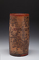 Vessel with mythological scene, Polychromed ceramic, Maya