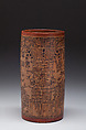 Vessel with mythological scene, Polychromed ceramic, Maya