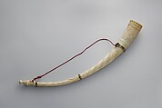 Oliphant, Ivory, metal (gilt silver?), fiber, Kongo peoples; Kongo Kingdom