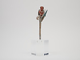 Whistle with an old man emerging from a flower, Ceramic, pigment, Maya