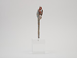 Whistle with an old man emerging from a flower, Ceramic, pigment, Maya