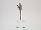 Whistle with an old man emerging from a flower, Ceramic, pigment, Maya