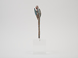 Whistle with an old man emerging from a flower, Ceramic, pigment, Maya
