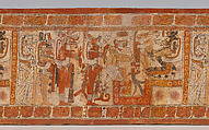 Cylinder vessel with Moon Goddess and other celestial beings, Ceramic, Maya