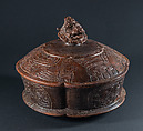 Lidded vessel with howler monkey, Ceramic, Maya