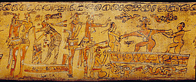 Vessel with Maize God myths, Ceramic, pigment, Maya
