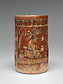 Cylinder vessel, Ceramic, pigment, Maya