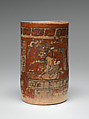 Cylinder vessel, Ceramic, pigment, Maya