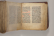 Arganonä Maryam (The Organ of Mary) prayer book, Attributed to Baselyos (The Ground Hornbill Master) (active late 17th century, Lasta region, Ethiopian), Parchment, pigment ink, wood, leather, fiber