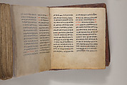 Arganonä Maryam (The Organ of Mary) prayer book, Attributed to Baselyos (The Ground Hornbill Master) (active late 17th century, Lasta region, Ethiopian), Parchment, pigment ink, wood, leather, fiber