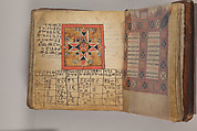 Arganonä Maryam (The Organ of Mary) prayer book, Attributed to Baselyos (The Ground Hornbill Master) (active late 17th century, Lasta region, Ethiopian), Parchment, pigment ink, wood, leather, fiber