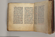 Arganonä Maryam (The Organ of Mary) prayer book, Attributed to Baselyos (The Ground Hornbill Master) (active late 17th century, Lasta region, Ethiopian), Parchment, pigment ink, wood, leather, fiber