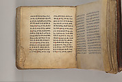 Arganonä Maryam (The Organ of Mary) prayer book, Attributed to Baselyos (The Ground Hornbill Master) (active late 17th century, Lasta region, Ethiopian), Parchment, pigment ink, wood, leather, fiber