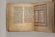 Arganonä Maryam (The Organ of Mary) prayer book, Attributed to Baselyos (The Ground Hornbill Master) (active late 17th century, Lasta region, Ethiopian), Parchment, pigment ink, wood, leather, fiber
