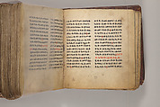 Arganonä Maryam (The Organ of Mary) prayer book, Attributed to Baselyos (The Ground Hornbill Master) (active late 17th century, Lasta region, Ethiopian), Parchment, pigment ink, wood, leather, fiber