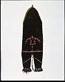 Bag with thunderbird, Unrecorded Anishinaabe (Ojibwa) artist, Black-dyed deerskin, porcupine quills, silk binding, hair tassels, tin cones, Anishinaabe (Ojibwa)