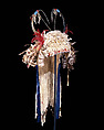 Split horn headdress, Unrecorded Blackfeet artist, Skin cap, ermine fur, wood, split hawk feathers, porcupine quills, trade cloth, glass beads, horsehair, silk ribbon, Blackfeet
