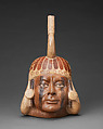 Portrait Vessel, Ceramic, pigment, Moche