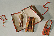 Figurine with Miniature Tunic, Mantle, and Bag, Gold, camelid fiber, Inca
